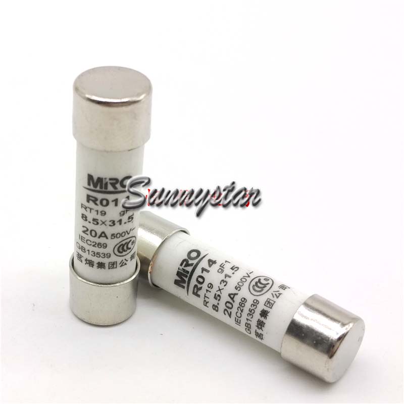 20 Pcs/Box MiRO RO14 gG (RT19-16 gF1) 500V 100KA φ8mm*32mm Cylindric  Ceramic tube Fuse